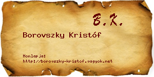 Borovszky Kristóf névjegykártya