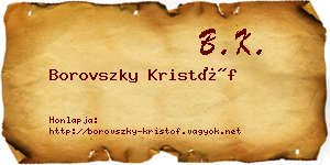 Borovszky Kristóf névjegykártya